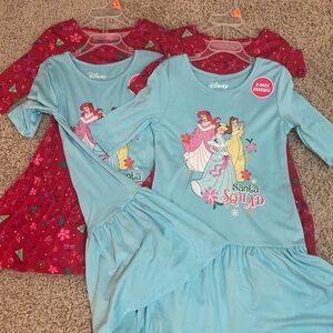 Disney Princess Santa Squad Kids Dresses - Light Blue and Red